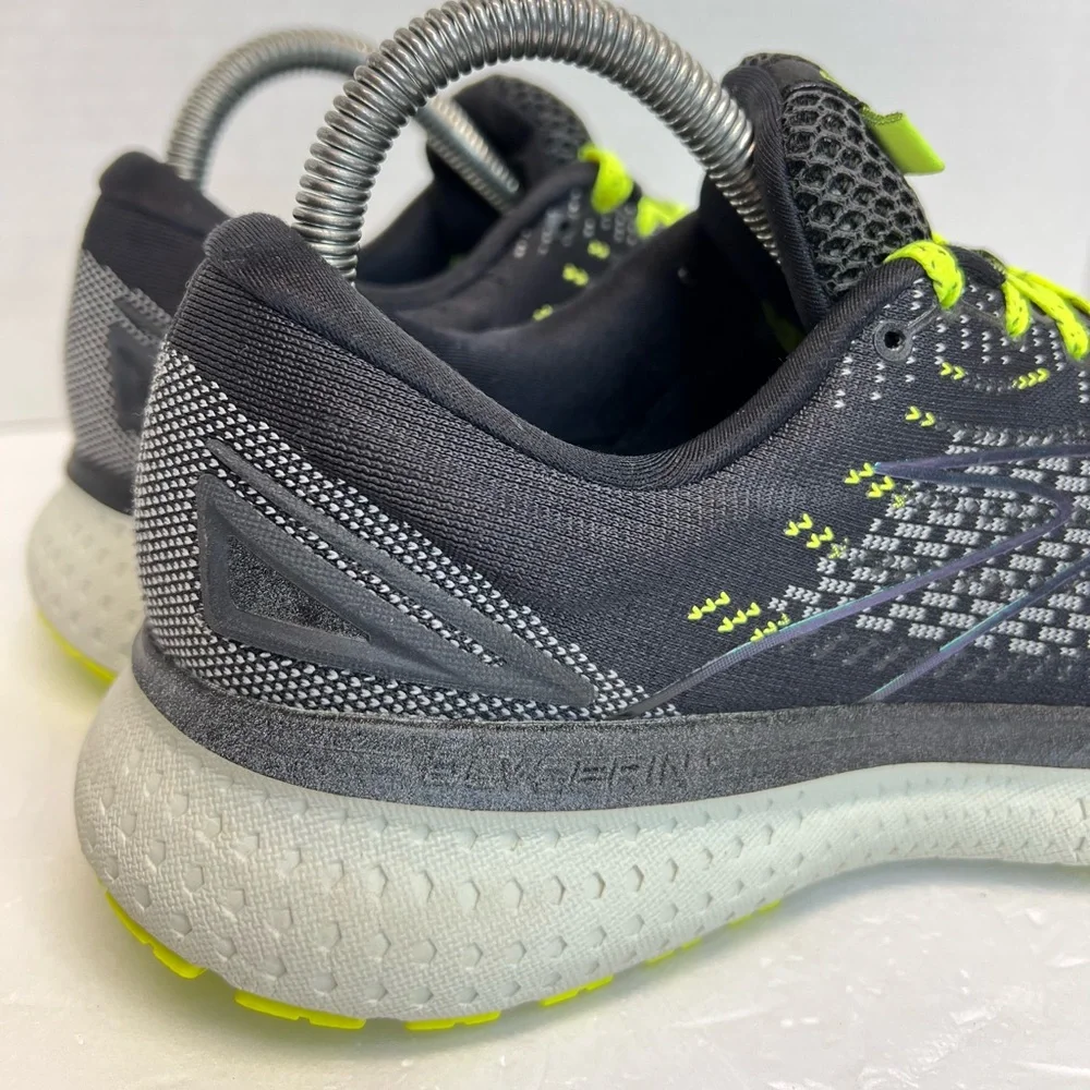 Brooks Black Neon Yellow Athletic Running Shoes with Teal Logo